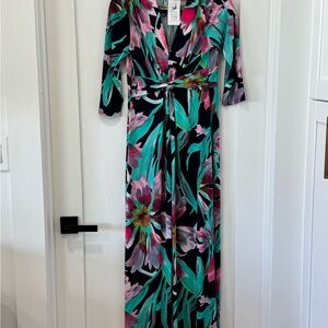 Peach Love California Floral Maxi Dress - Black, Pink, Green